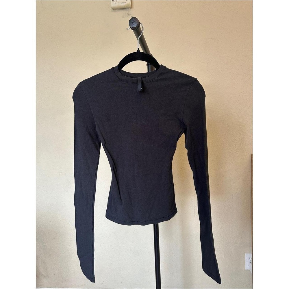 SKIMS Cotton Jersey Long Sleeve Soot T-Shirt Women's NWOT size XXS